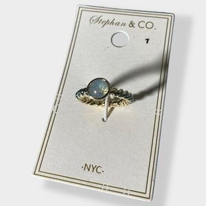 NWT Stephan & Co Gold Braided Moonstone‎ Ring Women Size 7 Boho Accessory
